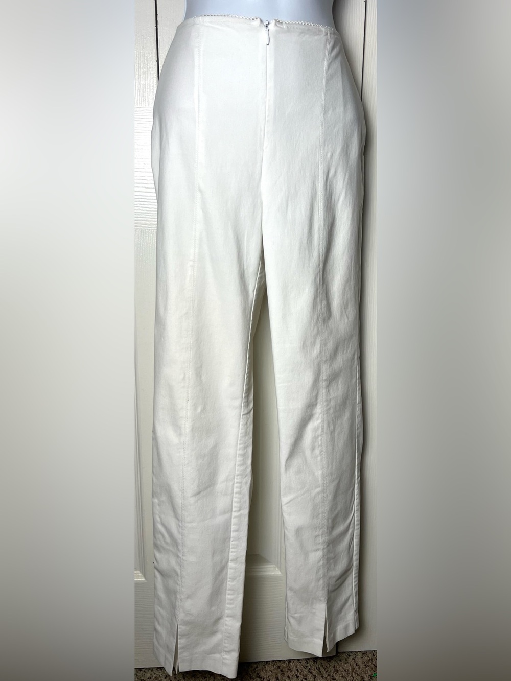 JOSEPH RIBKOFF Straight Leg Stretch Pants White Lined Sz 4 - Picture 2 of 6